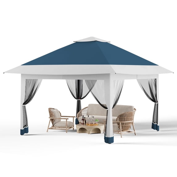 QinaQin Pop-Up Gazebo 12*12FT. Heavy Duty Waterproof Garden Canopy with 4 Mesh Sidewalls. Vented Roof & Wheeled Carry Bag | Ideal Event Shelter for Parties. Garden