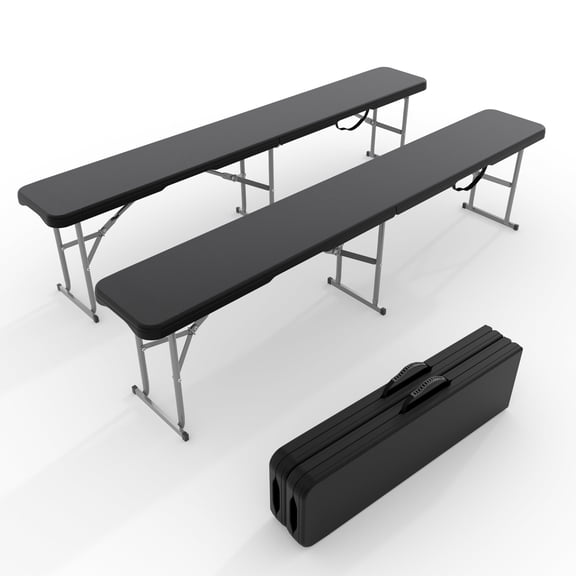 QinaQin Portable 6-Foot Folding Bench with Hdpe Plastic Seat, Metal Frame, and Handle, Ideal for Indoor/Outdoor Activities, Camping, and Picnics