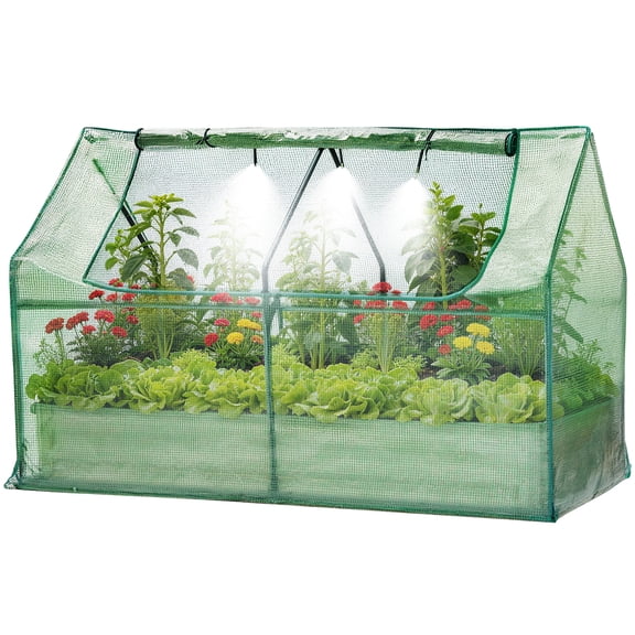 QinaQin Raised Garden Bed Kit with Shade Cloth & Irrigation, 3-in-1 Metal Planter Box with Insect Mesh & Drip System, Self-Watering for Vegetables Flowers