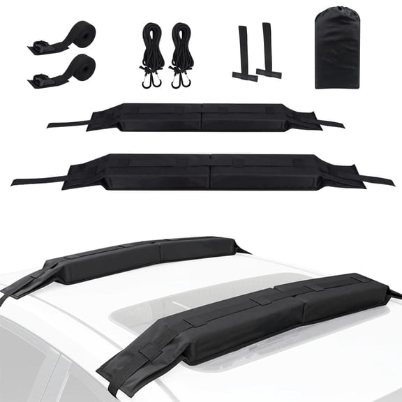 QinaQin Soft Roof Rack Pads for Car, Universal Kayak Surfboard Canoe Carrier with Straps, Ropes and Hood Loops