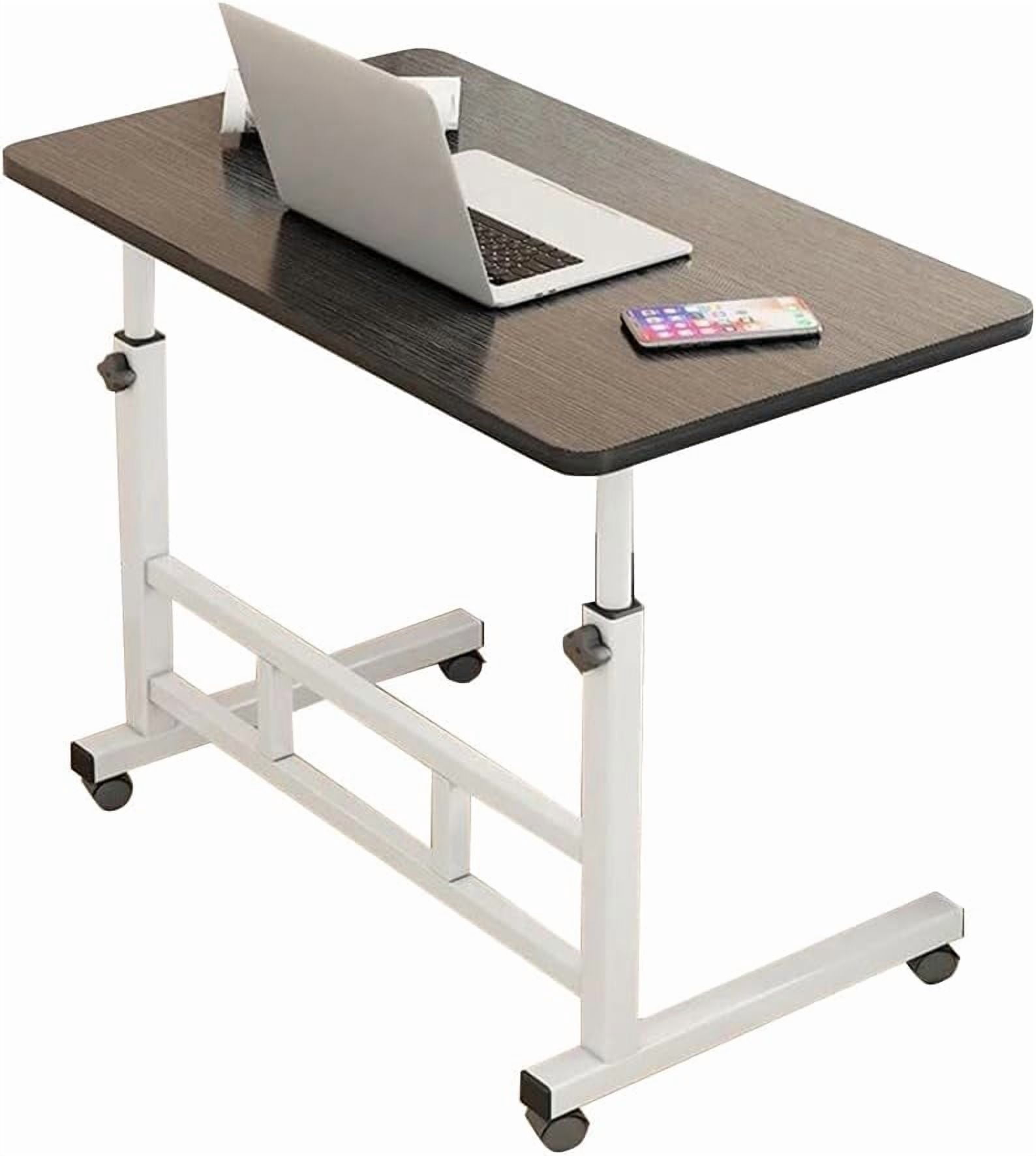 QinaQin Standing Desk Adjustable Height,Small Computer Desk with Wheels,Portable Laptop Standing Table for Home Office Study,Black