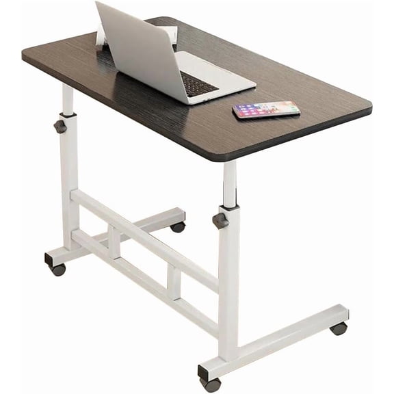 QinaQin Standing Desk Adjustable Height,Small Computer Desk with Wheels,Portable Laptop Standing Table for Home Office Study,Black