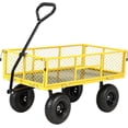 thumbnail image 1 of QinaQin Steel Garden Wagon Cart,Pullable Folding Utility Yard Wagon with Removable Sides and 10 Inch Tire,Heavy Duty 900 Lbs for Gardening Soil,Tools,and Plant Transport,Yellow, 1 of 1