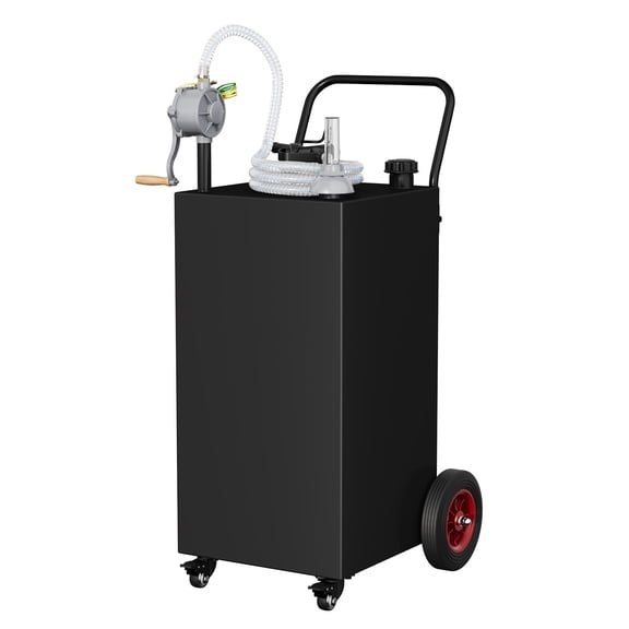 Qinain 40 Gallon Fuel Caddy, Portable Gas Caddy Fuel Storage Tank with 4 Wheels & Manual Transfer Pump, Perfect Gasoline Diesel Fuel Container for Cars, Lawn Mowers, ATVs, Boats, More.Black.