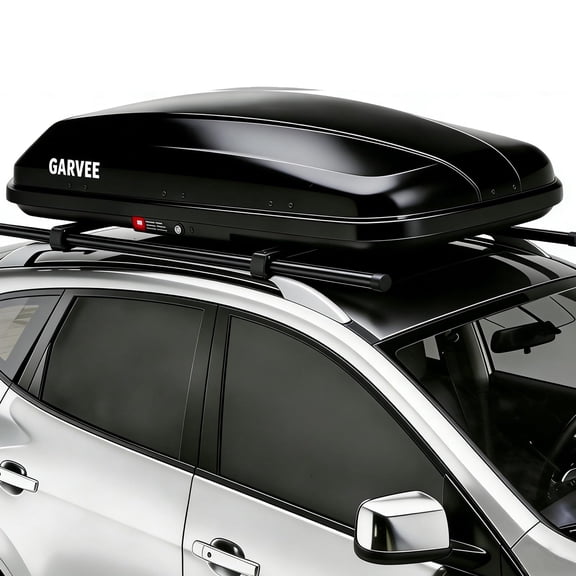 Qinain Rooftop Cargo Carrier Hard Shell, 12.4 Cubic Feet Heavy-Duty Roof Cargo Box, Rooftop Cargo Carrier Box with 2 Reinforced Straps and 2 Keys for Car Wagon SUV