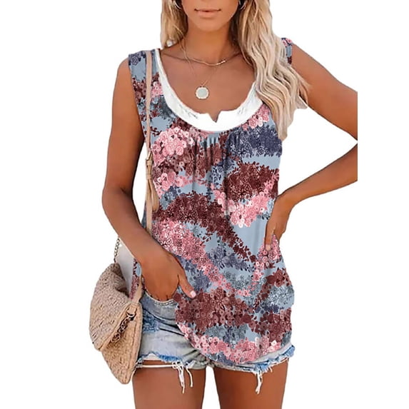 Qinavy Women's Floral Forest Print Sleeveless Top