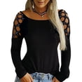 thumbnail image 1 of Qinavy Women's Soild Hollow Sequins Long Sleeve Casual Top, 1 of 4