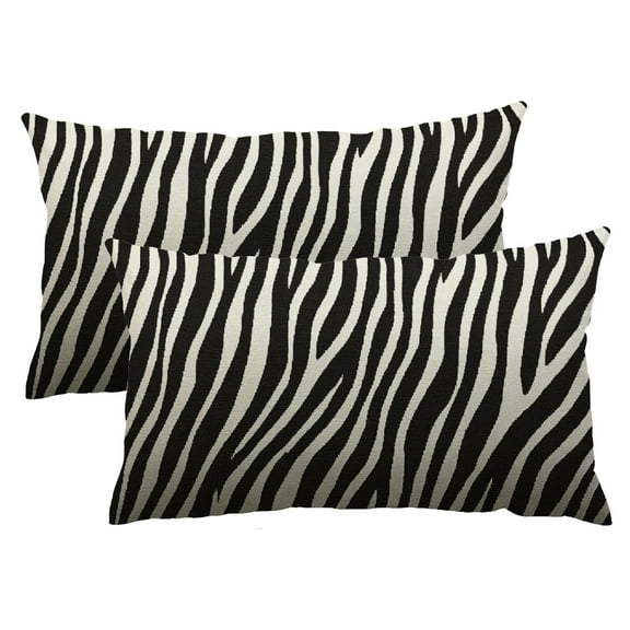 Qinduosi 12X20 Inch Set of 2 Zebra Throw Pillow Cover Black and White Zebra Pattern Print for Couch Bed Sofa Car Waist Cushion Cover 12x20inch