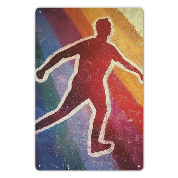 Qinduosi 12X8 Inch Spring Summer Retro Colorful Shadow Tin Sign, Decorate Home Walls, Living Room, Bedroom