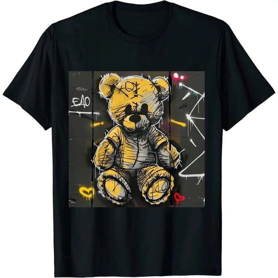 Qinduosi 6s Yellow Ochre Design Printed Neon Bear Sneaker Matching T-Shirt Black