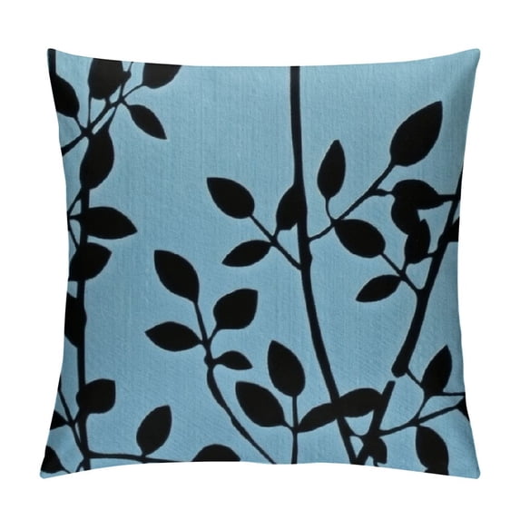 Qinduosi Abstract Throw Pillow Cushion Cover, of Birds Sitting on Tree Branch Sky Spring Inspired Illustration, Decorative Square Accent Pillow Case, ", Blue Black White