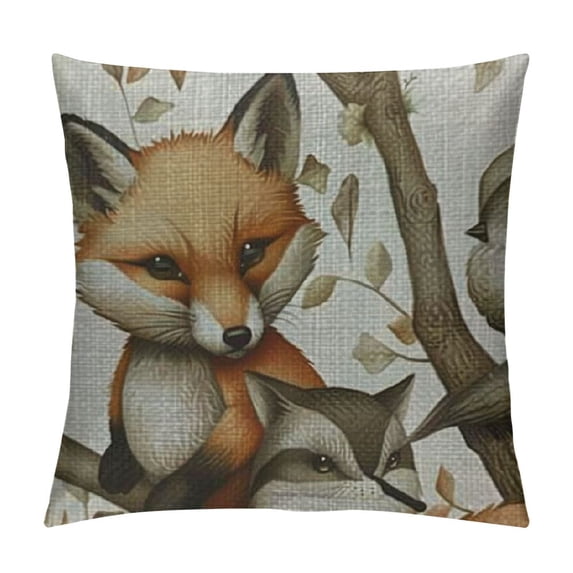 Qinduosi Animal Throw Pillow Cover Rabbit Tree Forest Cartoon Cute Pillow Case Inch Decorative Men Women Boy Girl Cushion Cover for Home Bed White