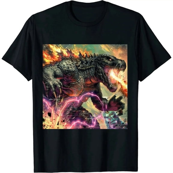 Qinduosi Anime CartoonMen's Pure Print Short Sleeve T Shirt Round Neck Tee for Men,Women Black