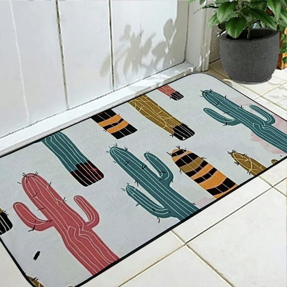 Qinduosi Art Cactus Durable Retro Door Mat,Funny Doormat,Break Doormat,Bedroom Doormat,Cute Doormat,Friends Doormat,Home Decor,Welcome Mat,Front Doormat 19.68*47.24 in