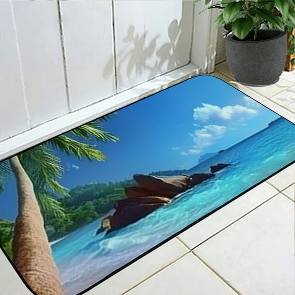 Qinduosi Beach Coconut Trees Durable Retro Door Mat,Funny Doormat,Break Doormat,Bedroom Doormat,Cute Doormat,Friends Doormat,Home Decor,Welcome Mat,Front Doormat 19.68*47.24 in