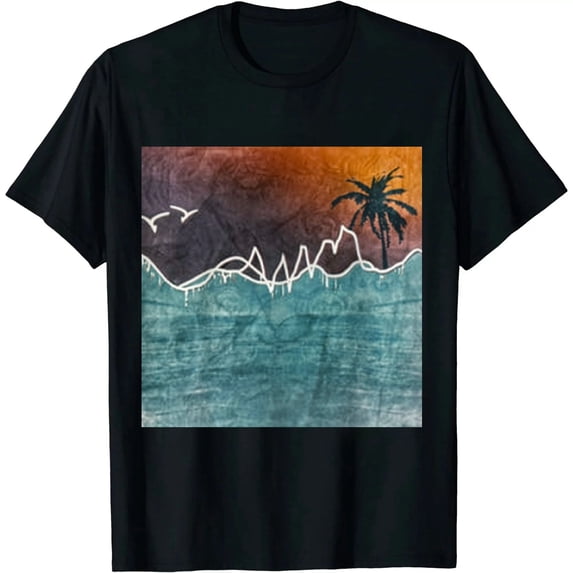 Qinduosi Beach for Women: Sleeveless Shirts Palm Tree Graphic Print Muscle T Shirt Black