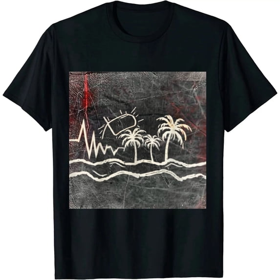 Qinduosi Beach for Women: Sleeveless Shirts Palm Tree Graphic Print Muscle T Shirt Black