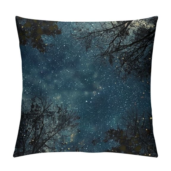 Qinduosi Beautiful Night Sky Pillow Cover Inch The and The Trees Pillow case, Sublime Nature View Farmhouse Decorative Throw Pillow Cover for Sofa Couch Home Decoration White
