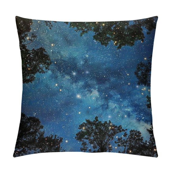 Qinduosi Beautiful Night Sky Pillow Cover Inch The and The Trees Pillow case, Sublime Nature View Farmhouse Decorative Throw Pillow Cover for Sofa Couch Home Decoration
