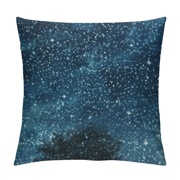 Qinduosi Beautiful Night Sky Pillow Cover The and The Trees Pillow case, Sublime Nature View Farmhouse Decorative Throw Pillow Cover for Sofa Couch Home Decoration White