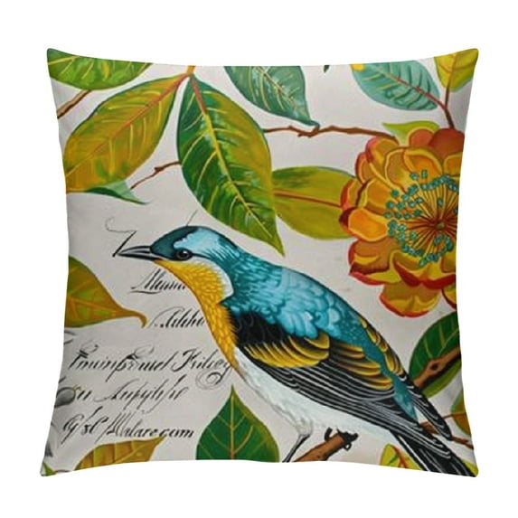 Qinduosi Bird and Flower Pattern Decorative Soft Throw Pillow Case Cushion Covers inches Pack of (Bird)