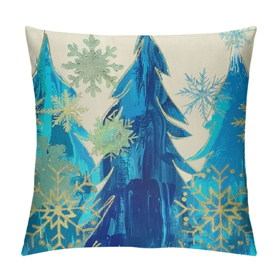 Qinduosi Blue Christmas Pillow Covers Inch Set of Xmas Decorative Square Pillows For Winter Holiday Farmhouse Home Decor For Sofa Outdoor