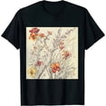 thumbnail image 1 of Qinduosi Boho Flowers Shirt Women Vintage Floral Printed T-Shirt Wildflowers Graphic Shirts Garden Lover Short Sleeve Tops Black, 1 of 3