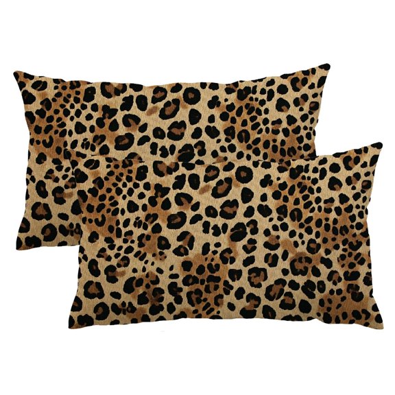 Qinduosi Brown Leopard Print Pillow Covers 12x20 Set of 2 Outdoor Farmhouse Decor Lumbar Modern Cushion Case for Couch Sofa Room 12x20inch