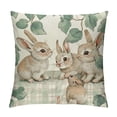 thumbnail image 1 of Qinduosi Buffalo Plaid Happy Easter Bunny Pillow Covers of Eucalyptus Leaves Rabbit Pillows Decorative Throw Pillows Blue Cushion Case Farmhouse Decor for Couch Sofa White, 1 of 5