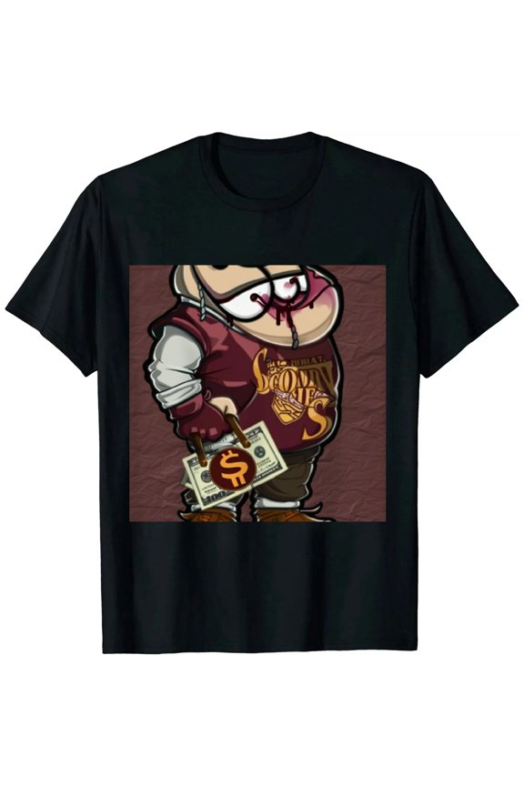Burgundy Design Printed Hustle Bear Sneaker Matching T-Shirt Black