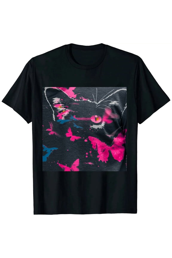 Butterflies Girl Street Graffiti Artist T-Shirt Black