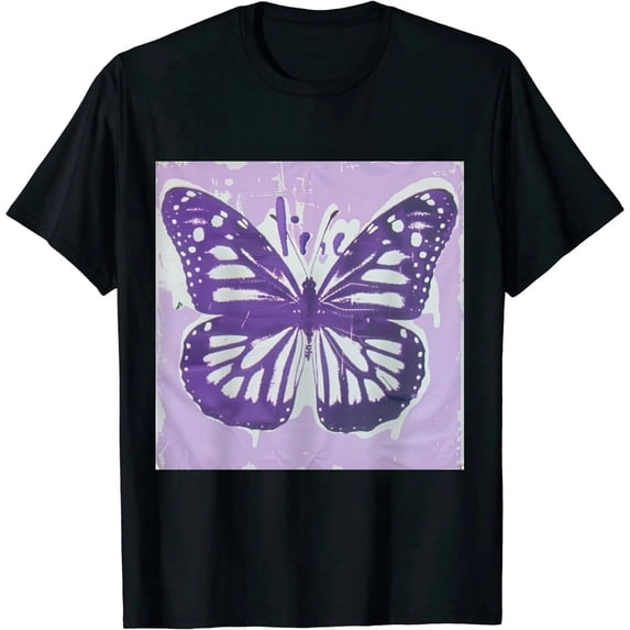 Qinduosi Butterfly Printing Country Shirt Oversized Merch Tee Loose Fashion Tops Black