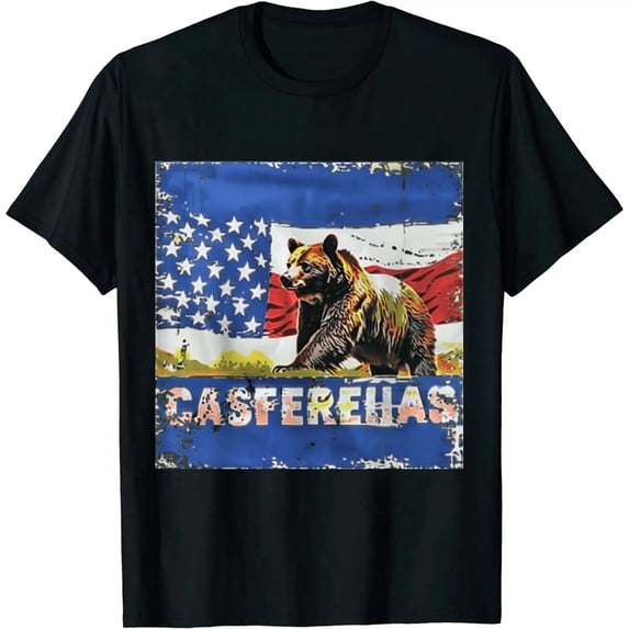 Qinduosi California Republic Bear Cali Retro Vintage for Men T Shirt Black