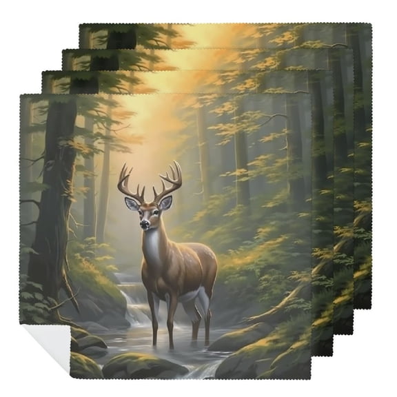 Qinduosi Camouflage Reindeer Dinner Napkins Soft Cloth Napkins Printed Table Napkins for Parties Weddings Event 4 PCS