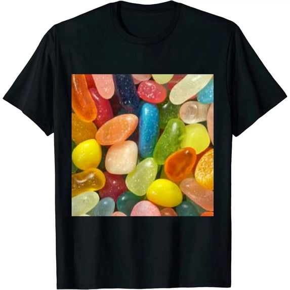 Qinduosi Candy Beans Pattern Men's Sleeveless T Shirts Crewneck Tees for Gym Workout Stringers Black