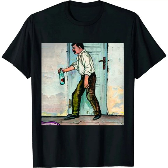 Qinduosi Card Graphic Tee for Men Shirt Black