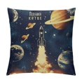 thumbnail image 1 of Qinduosi Cartoon Rocket Pillow Covers Cute Watercolor Planets Starry Galaxy Pillow Cases for Kids Boys Teens Glitter Stars Dreamy Cushion Covers for Bed Couch Chairs Navy Blue White, 1 of 5