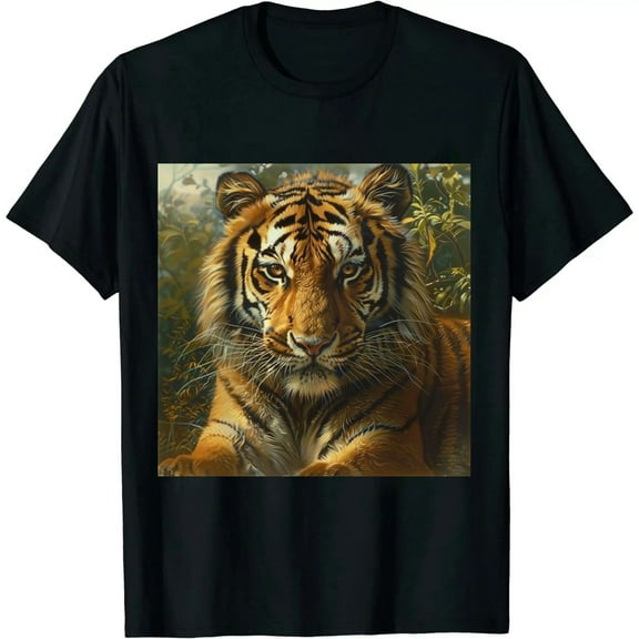 Qinduosi Casual Graphic T-Shirt for Men Novelty Animal Pattern Short Sleeve Shirts Black