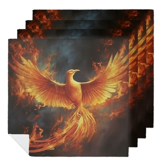 Qinduosi Chinese Fire Phoenix Cloth Napkins, Dinner Napkins  Washable Reusable Polyester Table Napkins for Parties, Weddings and Dinners 6 PCS