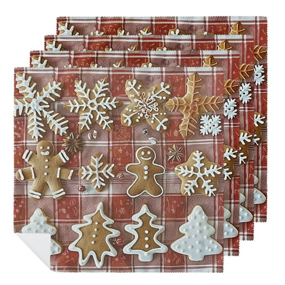 Qinduosi Christmas On Tablecloth Cloth Napkins, Soft; Comfortable Polyester Dinner Napkins Decor for House, Restaurant, Holiday, Parties