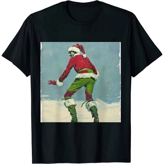 Qinduosi Christmas T Women Cartoon Print Xmas Holiday Christmas Movie Gift Black