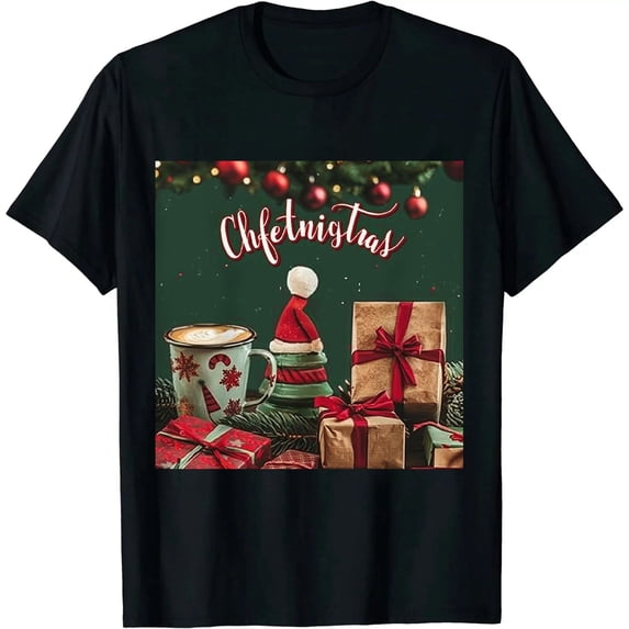 Qinduosi Christmas Women Coffee Christmas Tree Hat Graphic Gifts Black