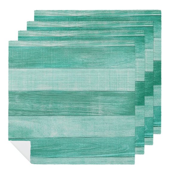 Qinduosi Cloth Napkin Teal Turquoise Green Wood Cloth Napkin Washable Reusable Polyester Table Napkins for Family Dinner Party Holiday 2 PCS