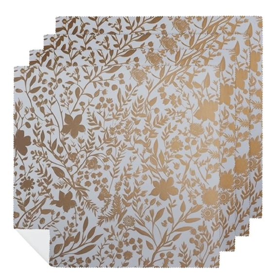 Qinduosi Cloth Napkins with Floral Festive Design, Soft Absorbent, Farmhouse Retro Napkin for Dining Decor, Kitchen, Reusable Washable Cloth Napkins, White-Beige 4 PCS