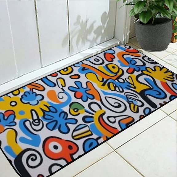 Qinduosi Contemporary Art Collage Door Mat Modern Scandinavian Floor Mat, Non Slip Indoor Door Mat, Durable Door Mats for Home Bathroom Bedroom 19.68*47.24 in