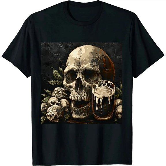 Qinduosi Cool Skull Long Sleeve - Beer - Long Sleeve Black