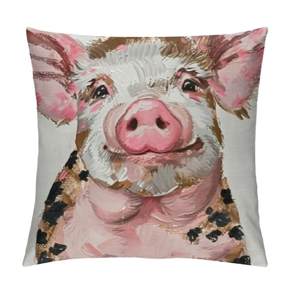 Qinduosi Couch Pillow Cover Set of Pig, Funny Pig with Leopard Bow Decorative Throw Pillowcase Cushion Cover Inch Pink Piggy Throw Pillows Covers for Sofa Bedroom Car Living Room