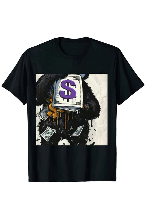 Court Purple Design Printed Stitched Hustle Bear Sneaker Matching T-Shirt Black