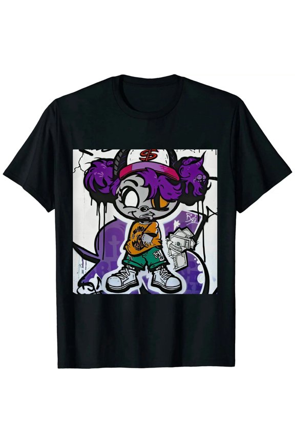 Court Purple Design Printed Stitched Hustle Bear Sneaker Matching T-Shirt Black