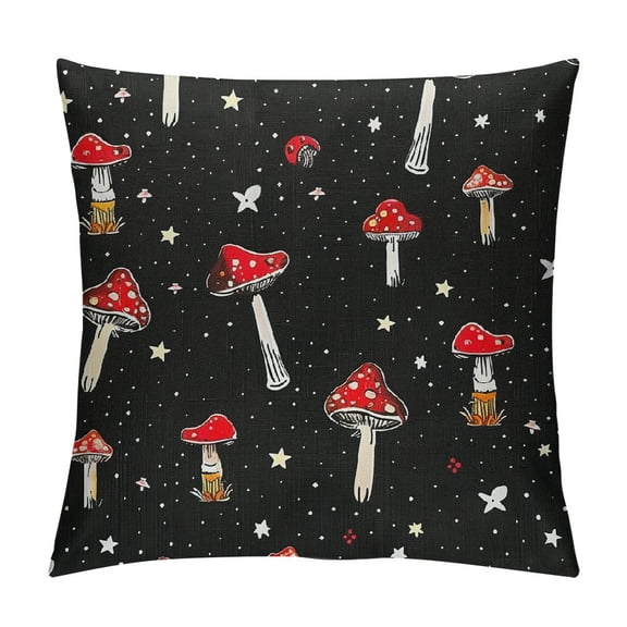 Qinduosi Cute Mushroom Throw Pillow Cover, Kid Cartoon Kawaii Pillow Cover for Girls Boys Red Mushroom Shaped Cushion Case Farmhouse Botanical Decorative Square Pillow Case